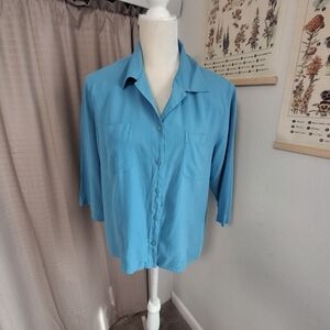 Vintage Notation Silk Short Sleeve Button Up Shirt Shoulder Pads Size XL